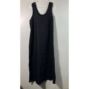 Womens Cynthia Ashby Sleeveless Linen Maxi Dress Round Neck A Line S‎ Black